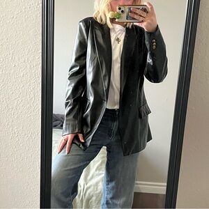 Chic Black Leather Blazer